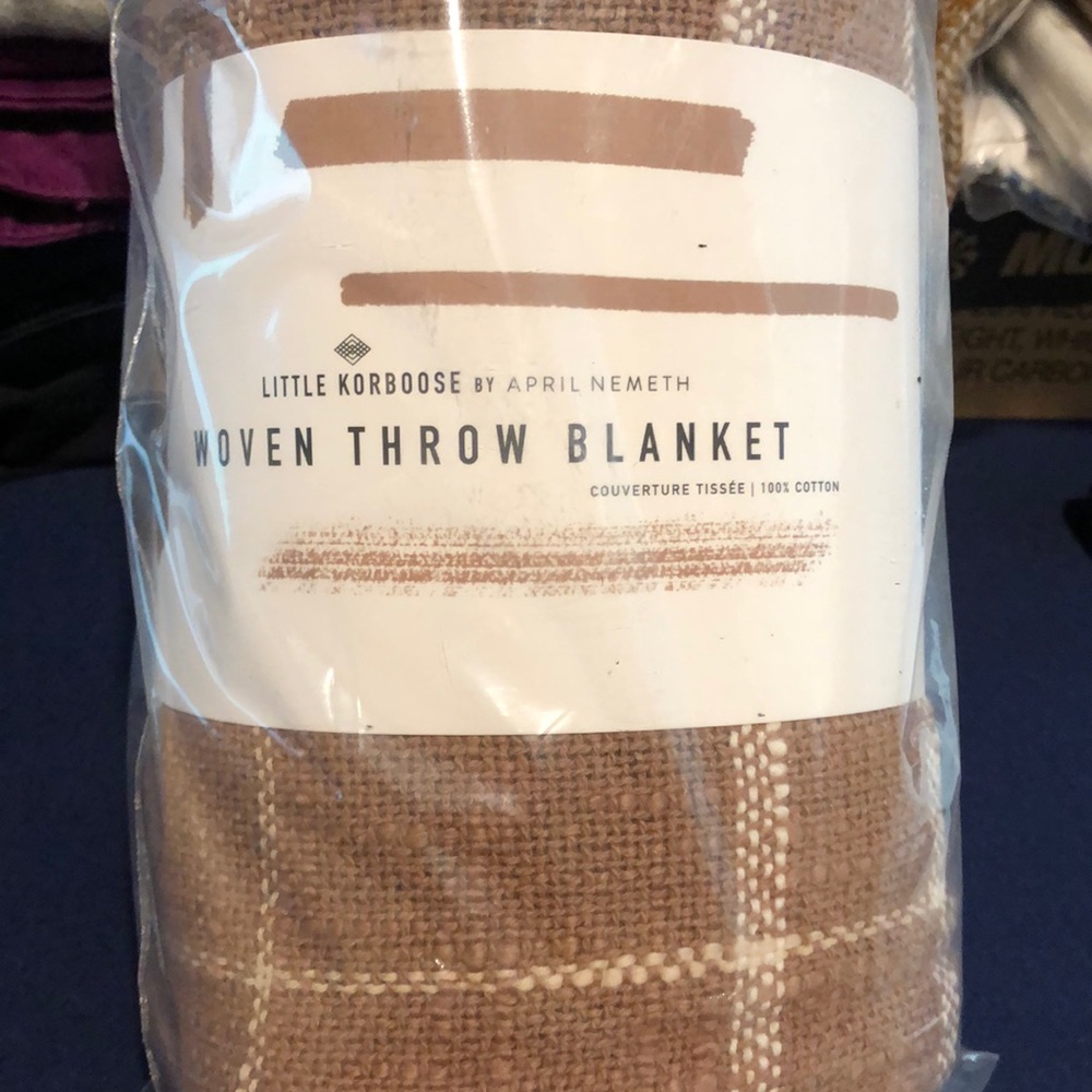 Little Korboose woven throw blanket 100% cotton 50inX60in NWT
